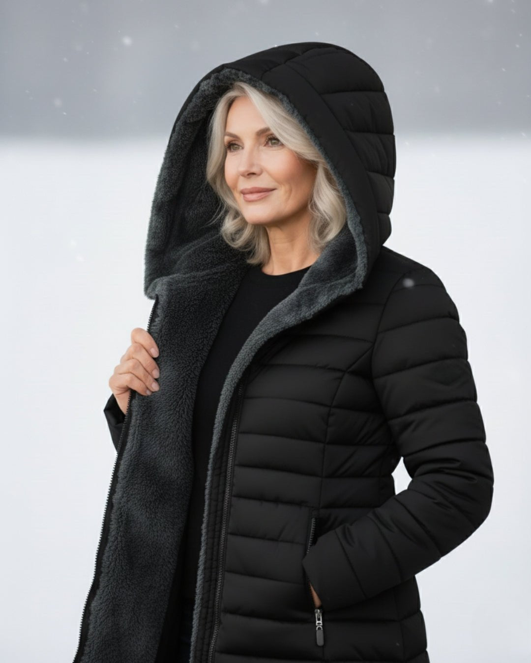 Veste d'hiver matelassée avec capuche pour femmes - Emilia Lane