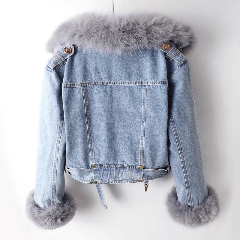 Veste en Denim à Col en Fausse Fourrure pour Femmes - Emilia Lane