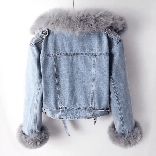 Veste en Denim Doublée de Fausse Fourrure pour Femme - Emilia Lane