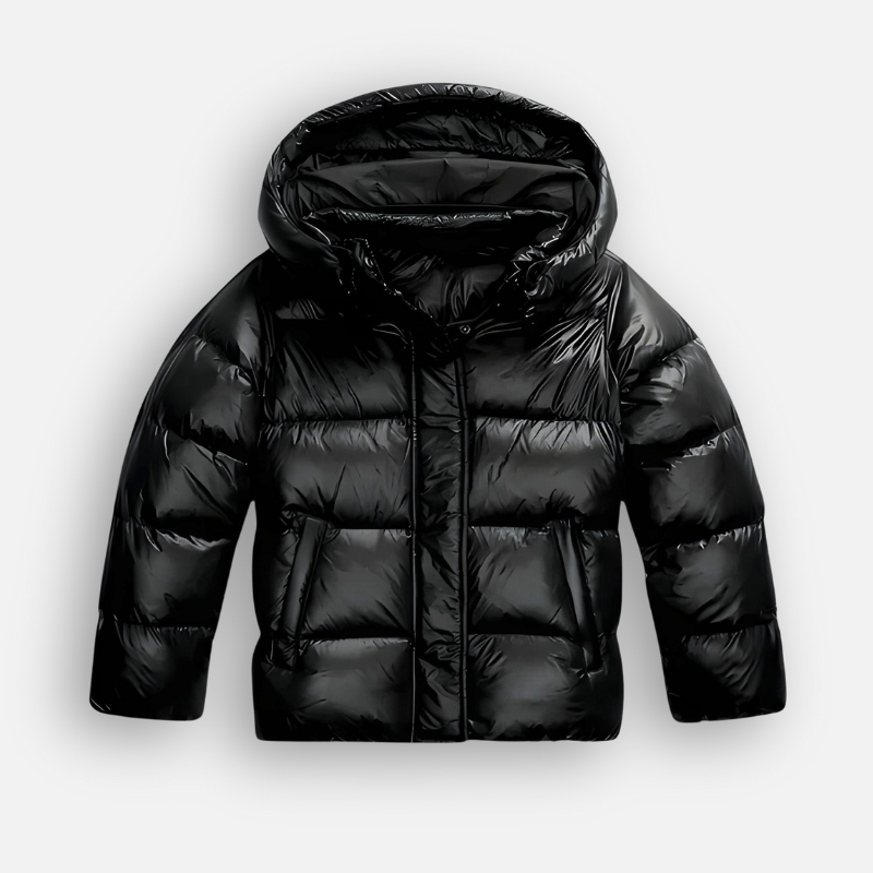 Piumino Oversize Trapuntato Lucido con Cappuccio da Donna