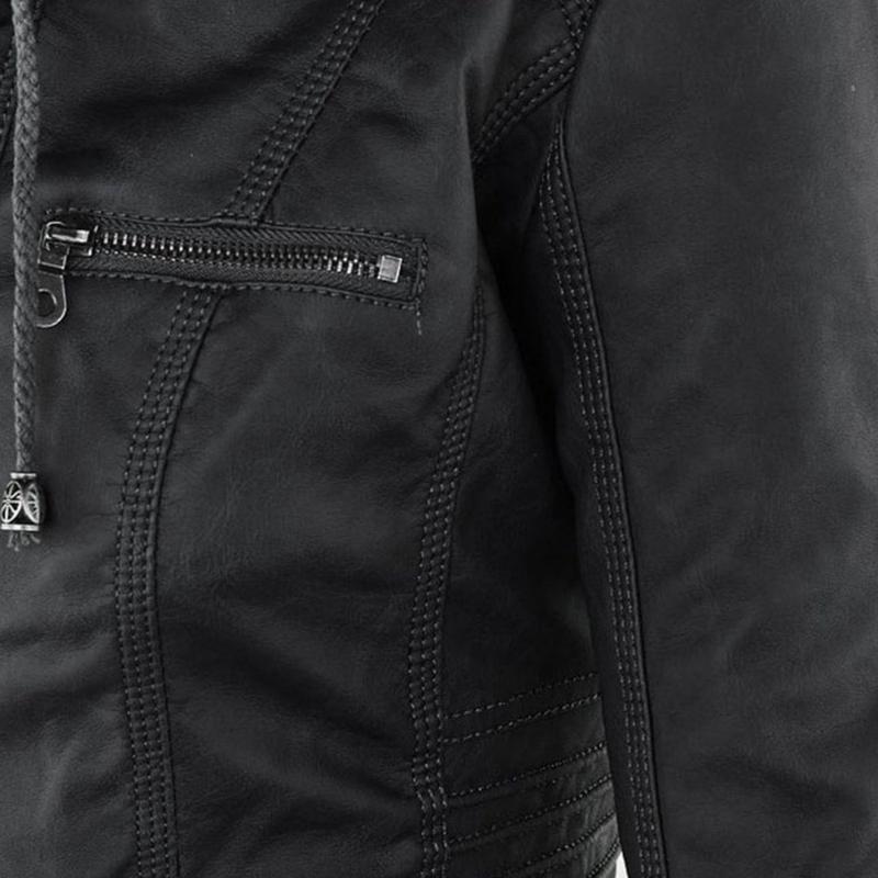 Veste Motard à Capuche en Simili Cuir pour Femme - Emilia Lane