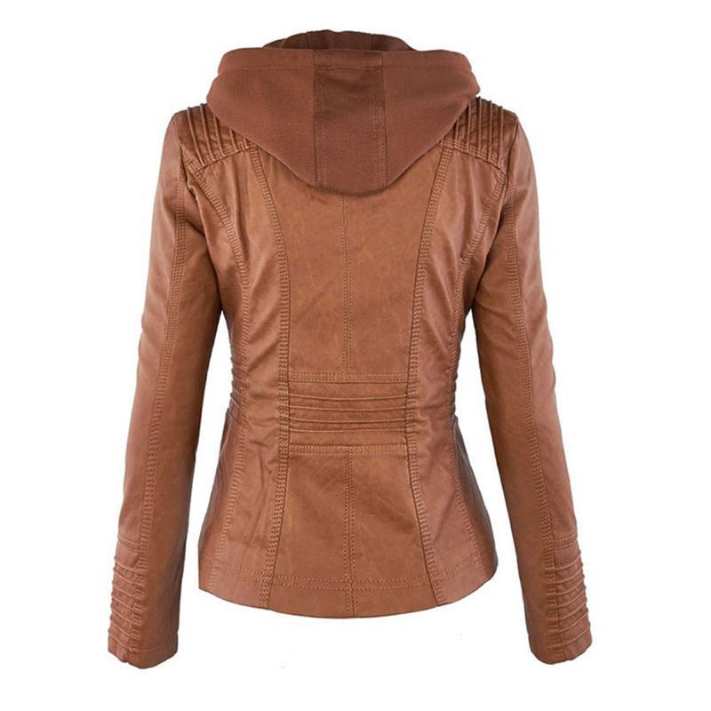 Veste Motard à Capuche en Simili Cuir pour Femme - Emilia Lane