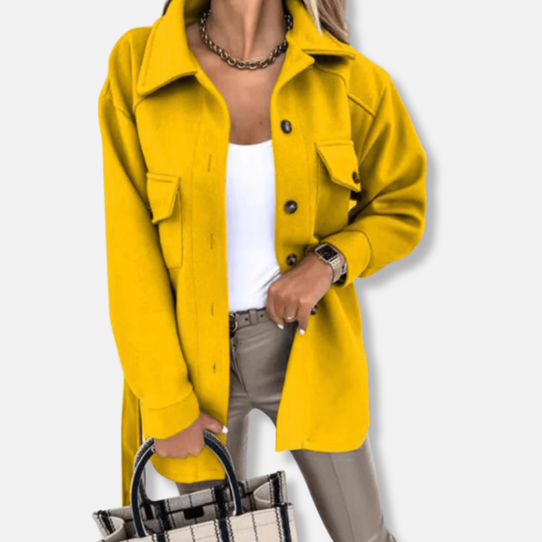 Veste Surchemise Longue en Laine Pour Femmes - Emilia Lane