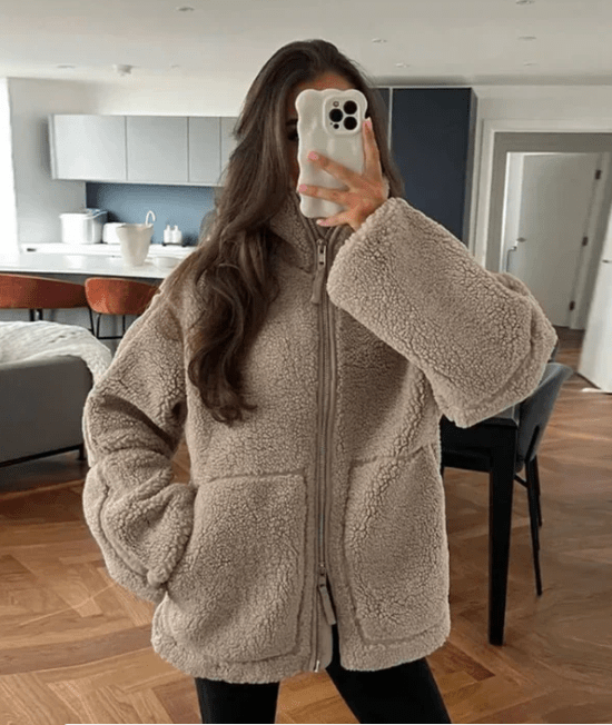 Veste Zippée Teddy à Coupe Décontractée pour Femmes - Emilia Lane